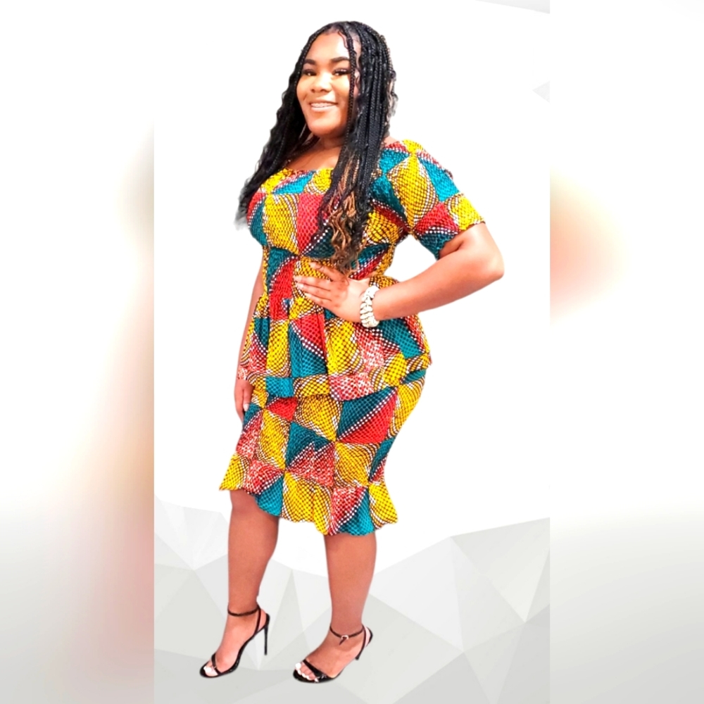 Colorful M.Jewell Ghana Bodycon Skirt Set